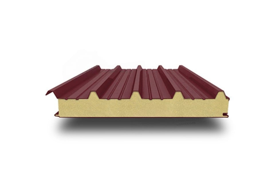 Кровельная сэндвич-панель с минеральной ватой, 1200х100 мм, 0.5/0.5, Текстурированный полиэстер